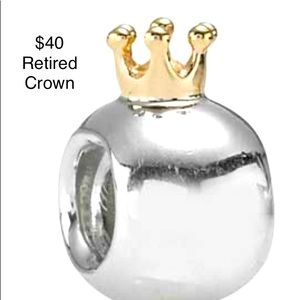 Beautiful Pandora Charm with Gold Crown
